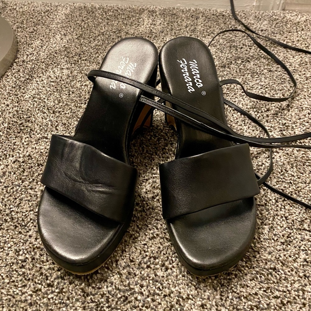 Marco Ferrara lace open toe wedge sandals